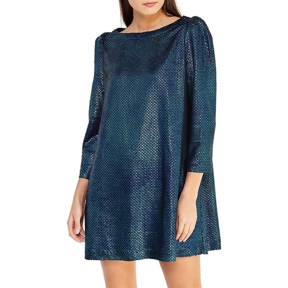Free People Diamonds Are Forever Mermaid Mini Dress in Metallic Blue Small - Picture 2 of 15
